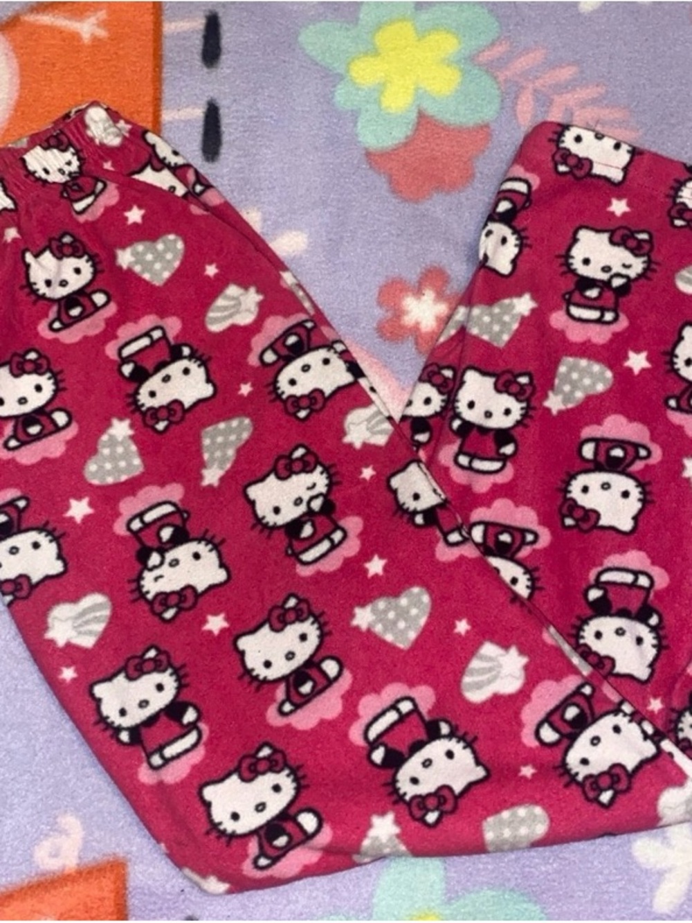 Hello Kitty Girls Pink Fleece Pajama Bottoms with Character Print
